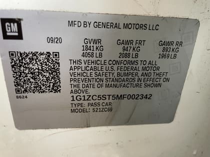 2021 CHEVROLET MALIBU