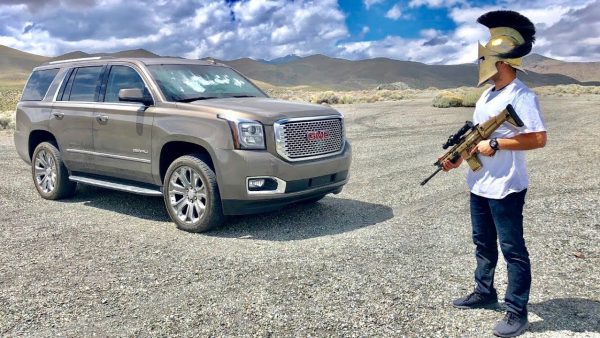 YouTuber Edwin Sarkissian plays around with a fully-armored SUV