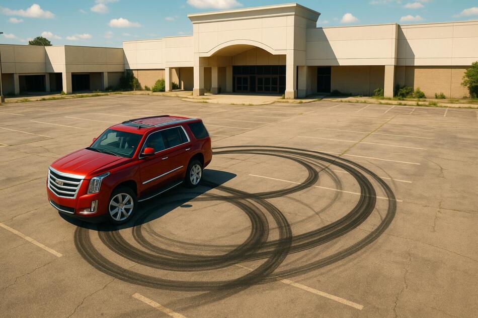 A Cadillac Escalde showing a tight turning radius