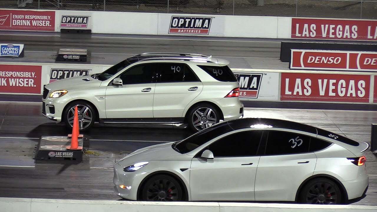 SUV Drag Race: Tesla Model Y Races Turbocharged Mercedes