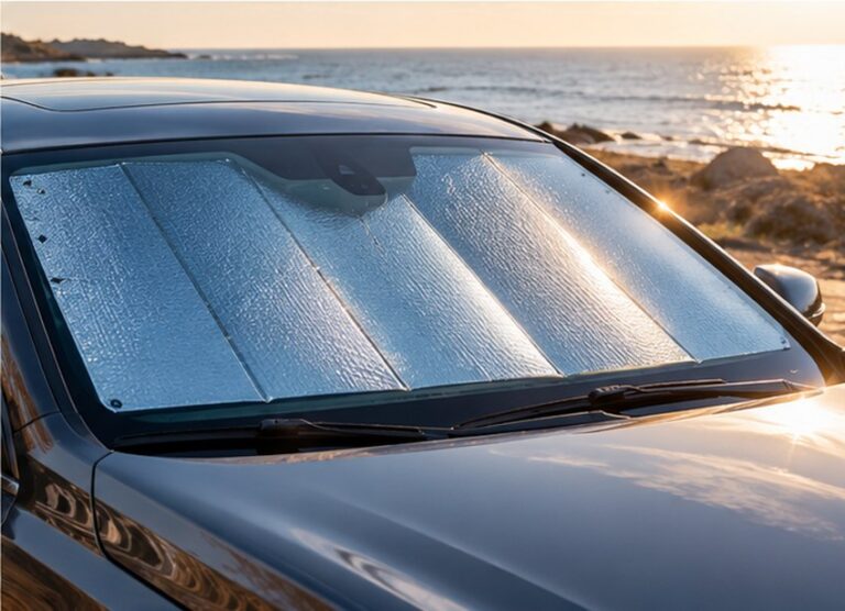 AI-generated illustrative editorial photography for A Clever Windshield Sunshade